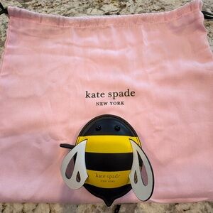 Kate Spade New York Black Leather Buzz Bee Mini Coin Purse